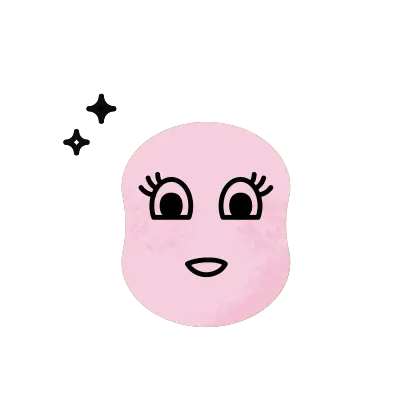 personange rose avec un air content