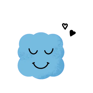 Visage de nuage bleu apaisé, sourire tranquille